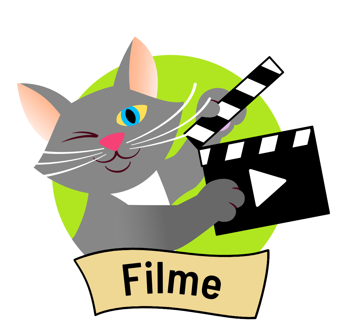 Katze mit Filmklappe